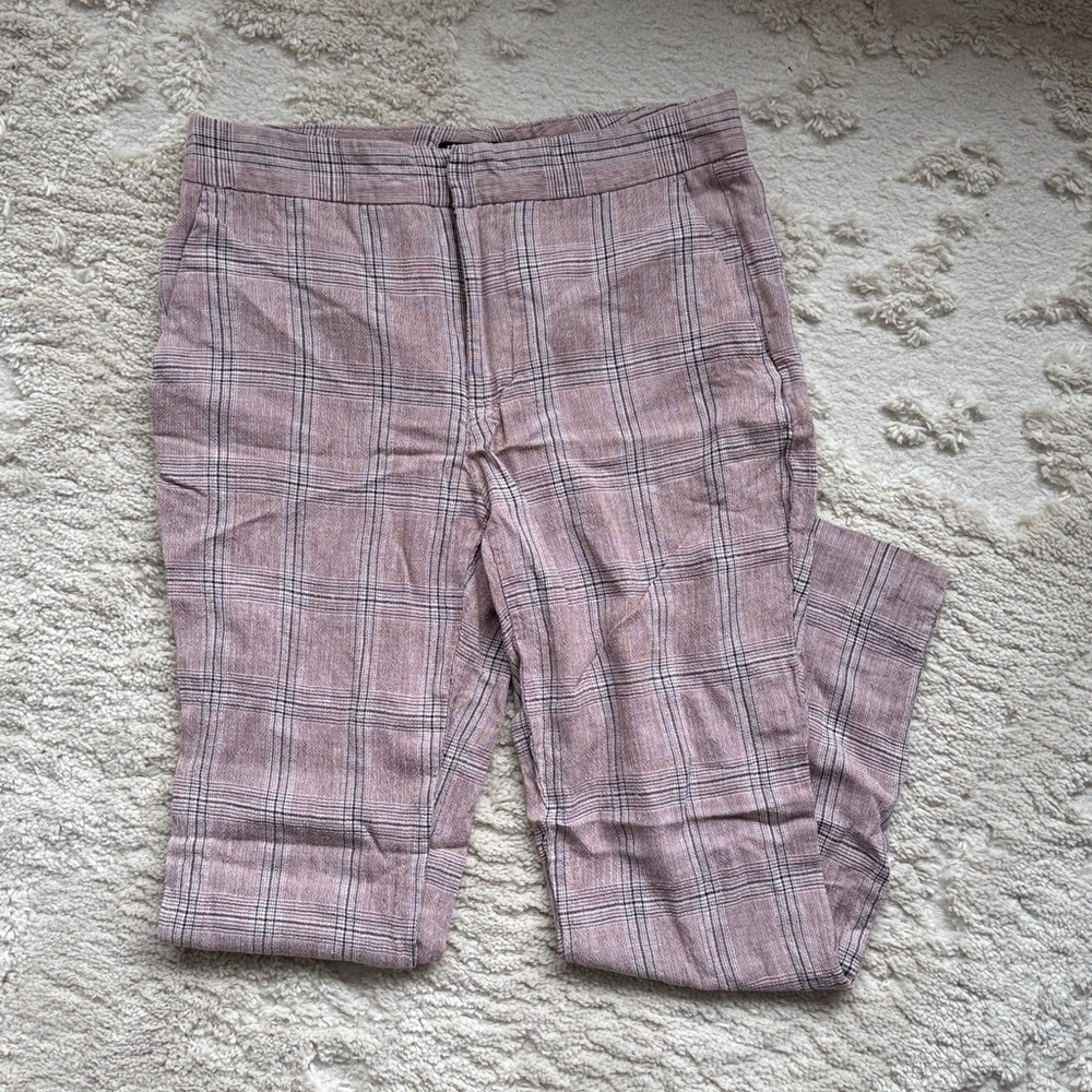 Zara Plaid Linen Pants